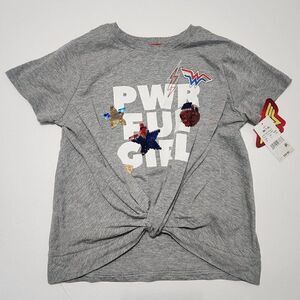 Girls Wonder Woman Size M (7/8) Gray Graphic Tee Shirt - Top Only